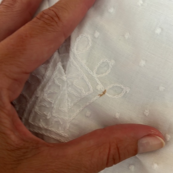 Coldwater Creek pretty embroidered white tie waist blouse - Picture 10 of 11